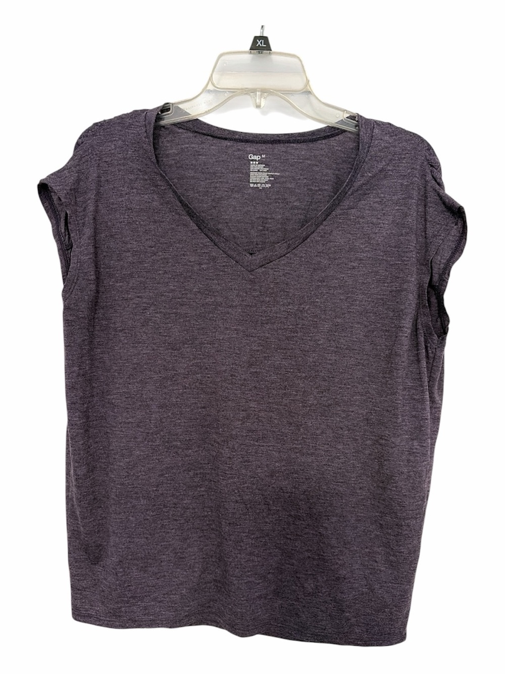 Gap Women’s V-Neck Cap Sleeve Top - Plum Heather